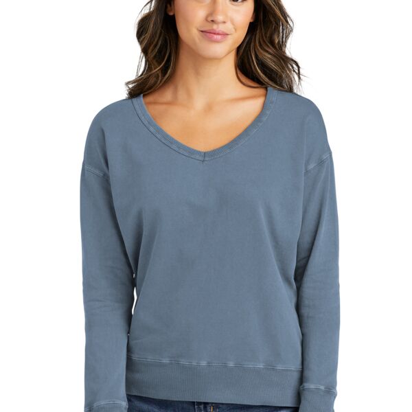Women's Beach Wash ® Garment Dyed V Neck Sweatshirt Thumbnail
