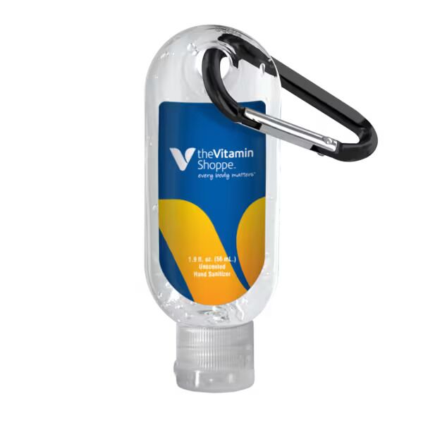 1.9 oz. Clear Sanitizer in Clear Bottle with Carabiner Thumbnail